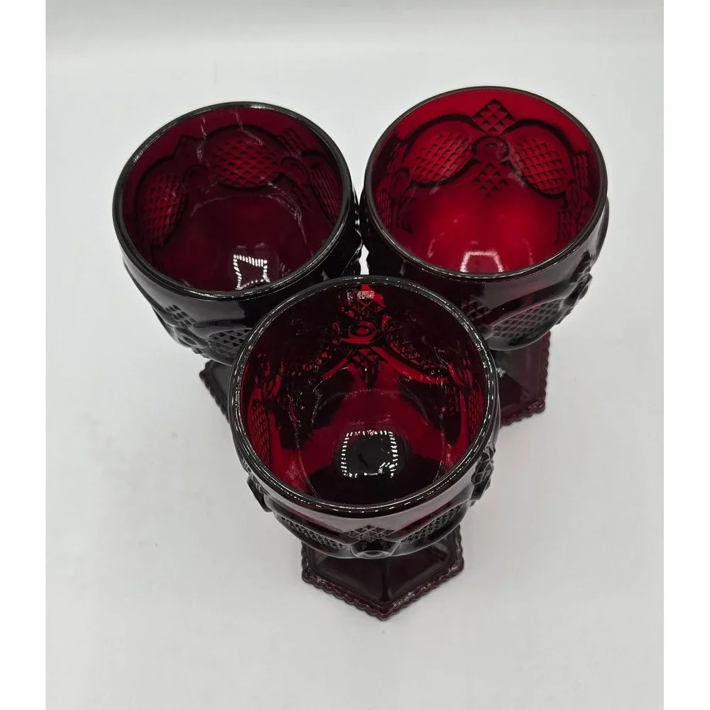 Set of 3‎ Vintage AVON 1876 Cape Cod Ruby Red 6